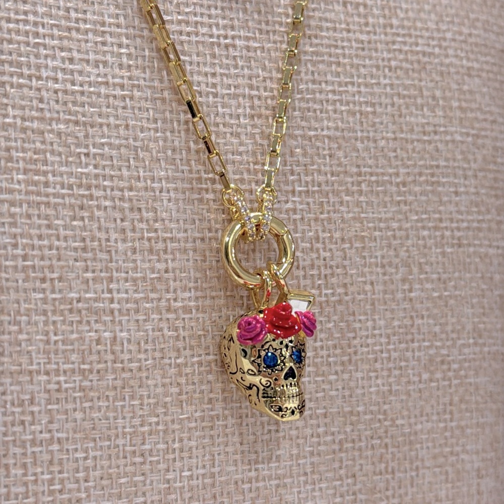 Alex and Ani Calavera Sugar Skull Gold Necklace - Picture 2 of 10